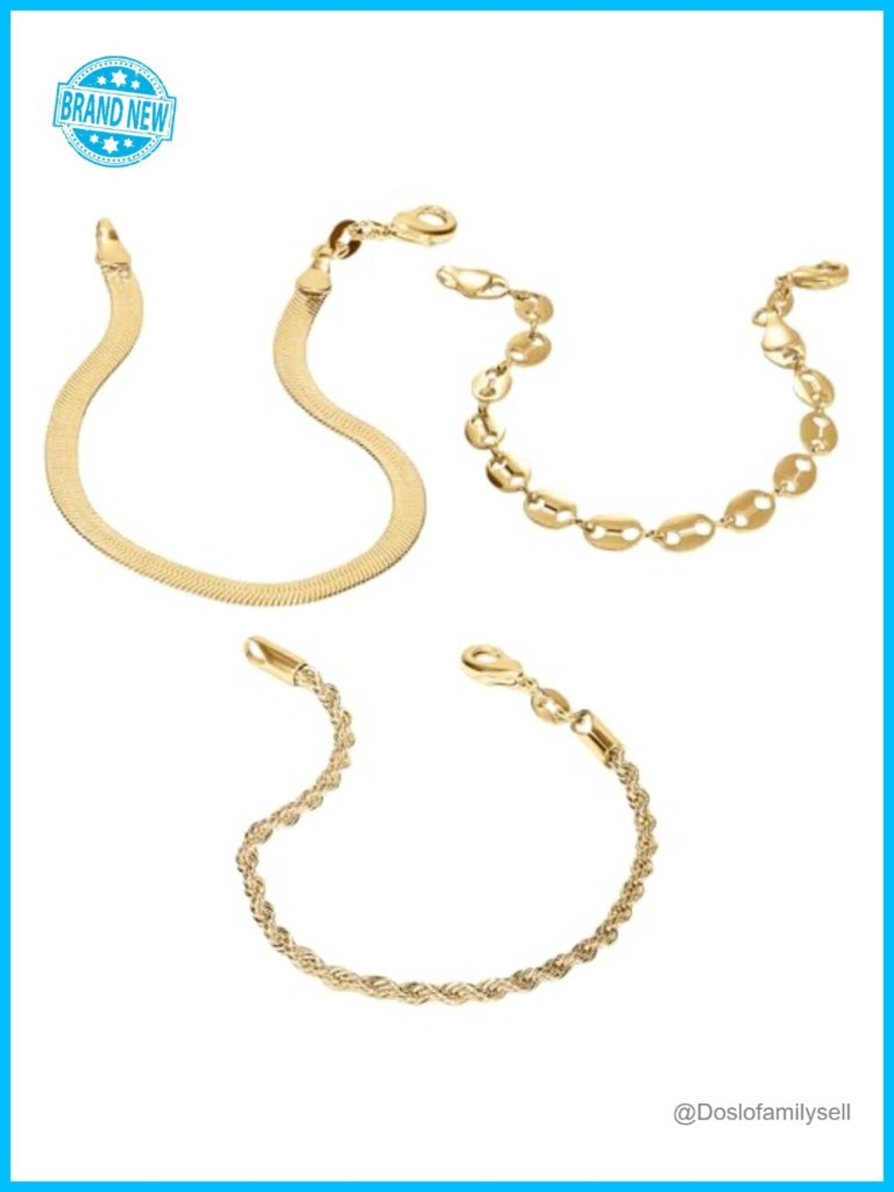 Statement Bracelet Set – Hypoallergenic, Waterproof, PVD Coated, Stackable, 7"